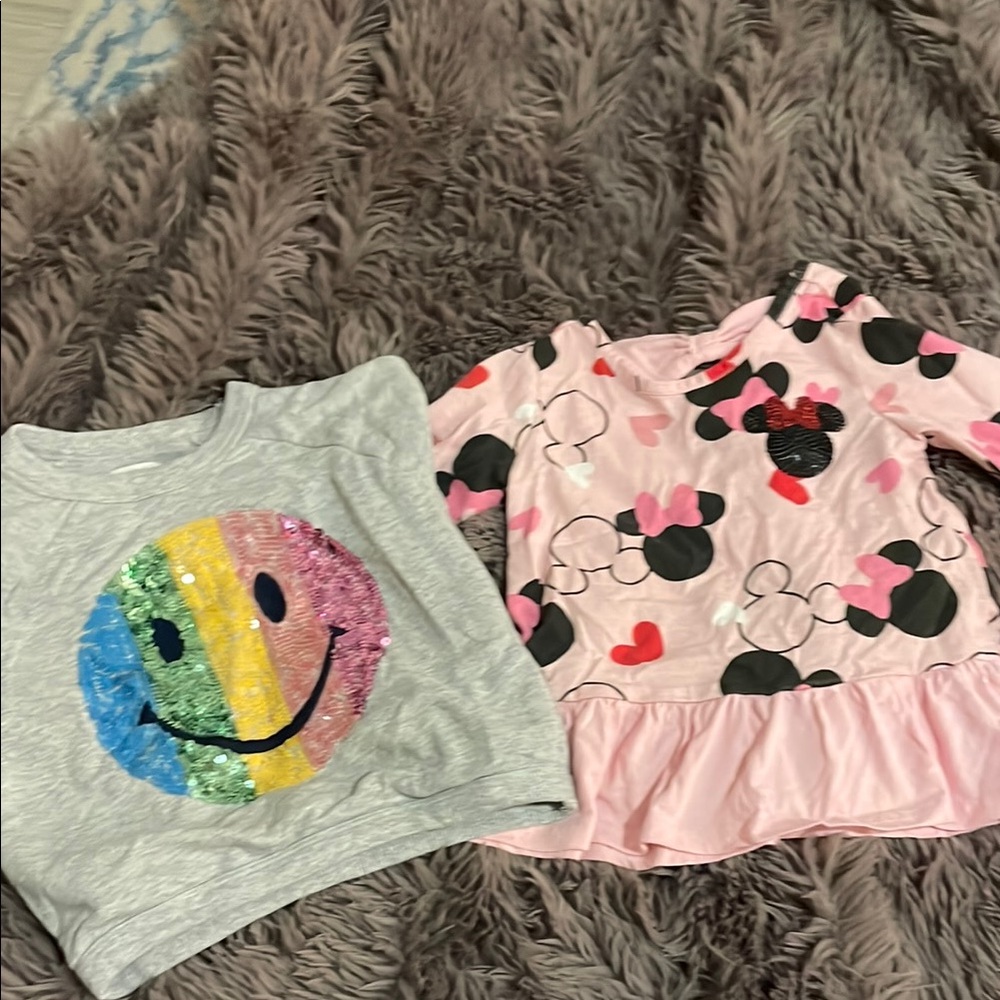 Sequin Smile Face and Minnie Mouse Tops